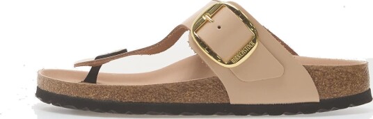 Joggesko Birkenstock Gizeh Big Buckle Natural Leather Patent Women High Shine New Beige EUR 40