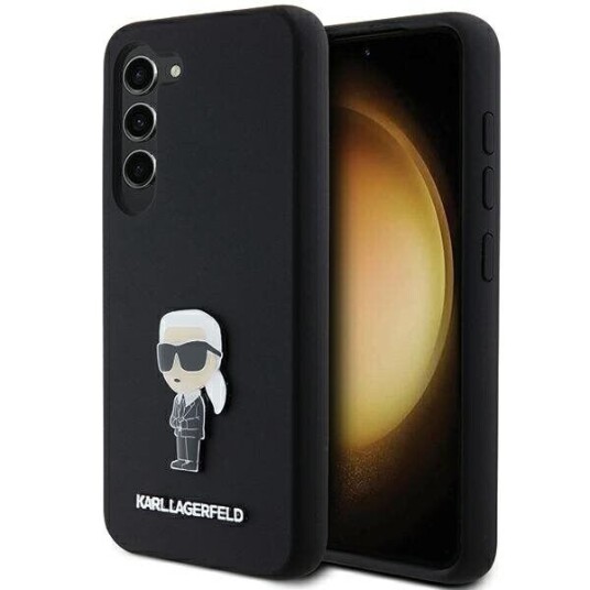 Karl Lagerfeld Silikon Mobildeksel med Ikonik Metal Pin for Samsung Galaxy S23+ - Svart Karl Lagerfeld Silikon Mobildeksel med Ikonik Metal Pin for Samsung Galaxy S23+ - Svart
