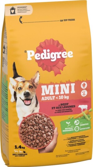 Pedigree Tørrfôr Adult Mini Med Og Grønnsaker Storfe 10 kg 1.4 kg
