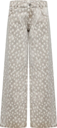 Mango Teen Animal Print Straight Jeans BROWN 38