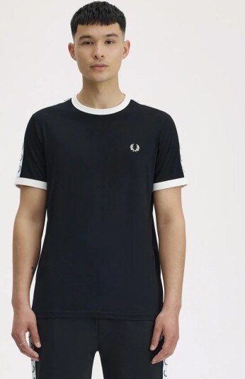 Fred Perry Taped Ringer T Shirt Black XS