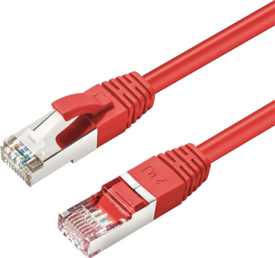 MicroConnect - Koblingskabel - RJ-45 (hann) til RJ-45 (hann) - 5 m - 6 mm - S/FTP - CAT 6a - halogenfri, innendørs, formstøpt, rund, uten hindringer - rød