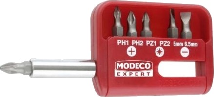 Modeco Komplett Bitssett 25 Mm Ph1-Ph2, Pz1-Pz2 Og Flate 5-6,5 Mm + Holder 7 Deler - Mn-15-501
