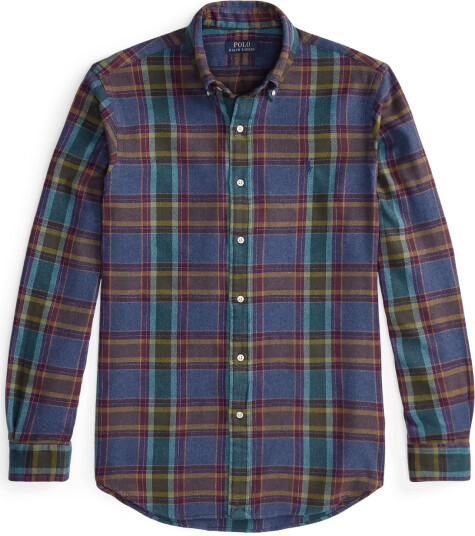 Polo Ralph Lauren Custom Fit Plaid Flannel Shirt Blue XS