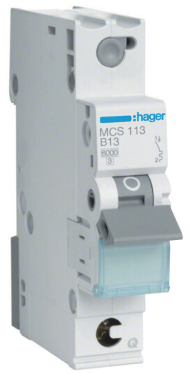 Hager MCS113 Miniatyrbryter 1 polet 6 kA C karakteristikk 13A Stikkontakter & kabler