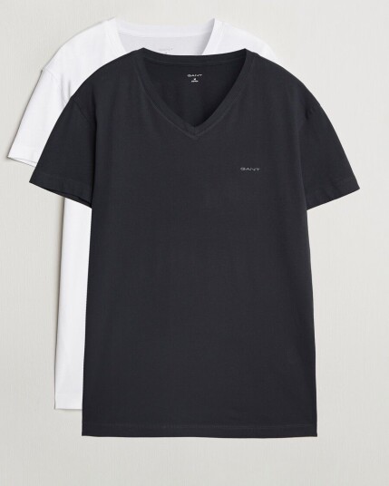GANT 2-Pack V-Neck T-shirt Black/White