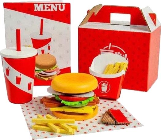 Bigjigs Burger Og Pommes Frites Lekematsett 18+Mnd 48 Deler Bigjigs Burger Og Pommes Frites Lekematsett 18+Mnd 48 Deler