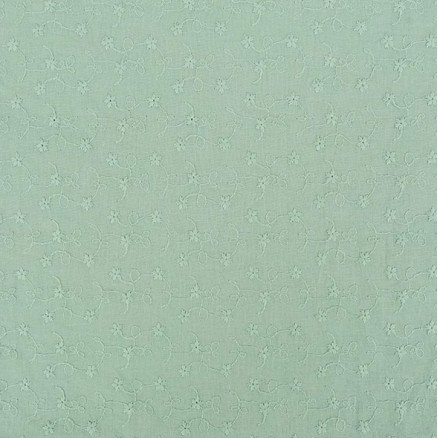 Bomullsstoff med broderi 135cm 126 Grønn - 50cm