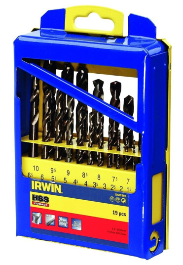 Irwin HSS Kobolt Borsett 1-10 mm 19 deler for Elektroverktøy