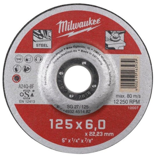 Milwaukee SG 27 Contractor Kappeskive 125x6 mm Maskintilbehør & forbruk