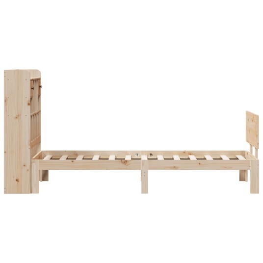 Seng med bokhylle uten madrass 90x190 cm heltre furu 8721158614650