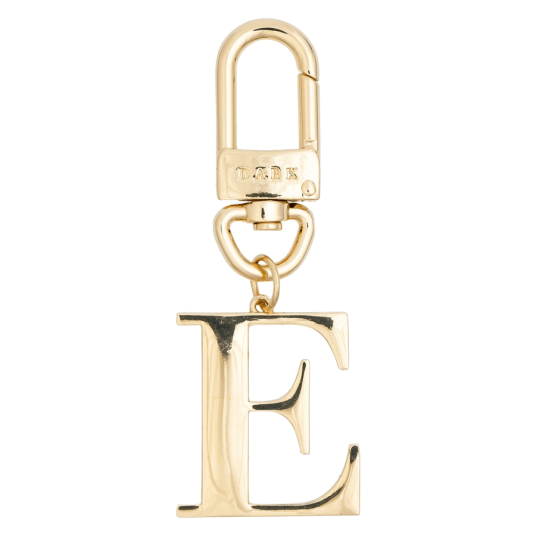 Dark Metal Letter Bag Charm Letter E Gold