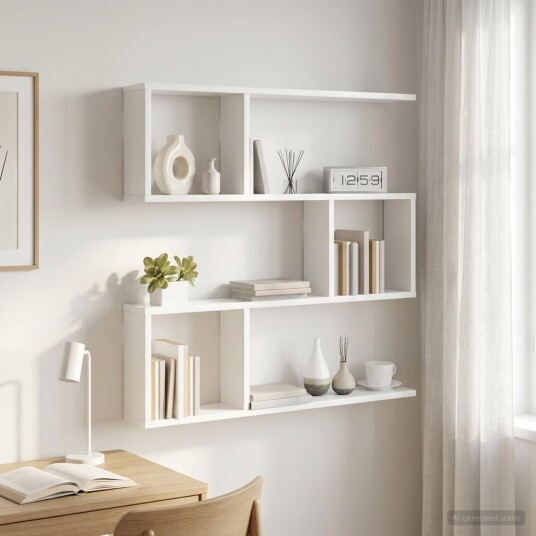 vidaXL Vegghylle Hvit 80 x 12 x 79,5 cm Konstruert tre