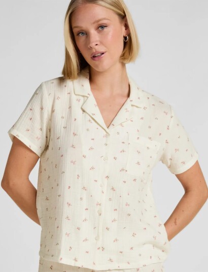 Hunkemöller Jacket Ss Muslin Flower White XS