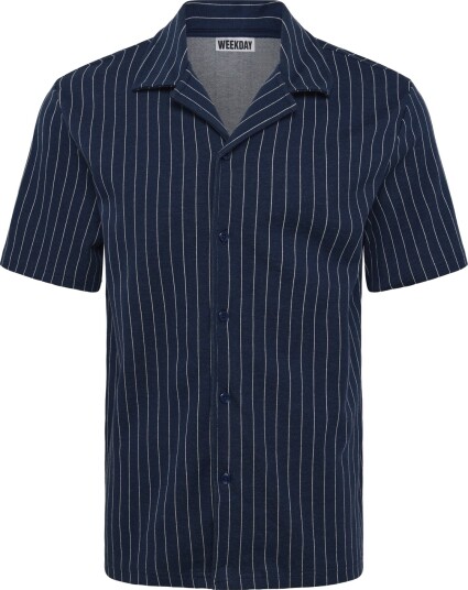 Weekday Textured Short Sleeved Resort Shirt Navy S