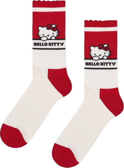 Happy Socks Hello Kitty Kawaii Short Crew Sneaker Sock - White - 41-46