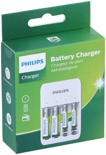 Philips USB Batterilader (+ 4x Batterier)