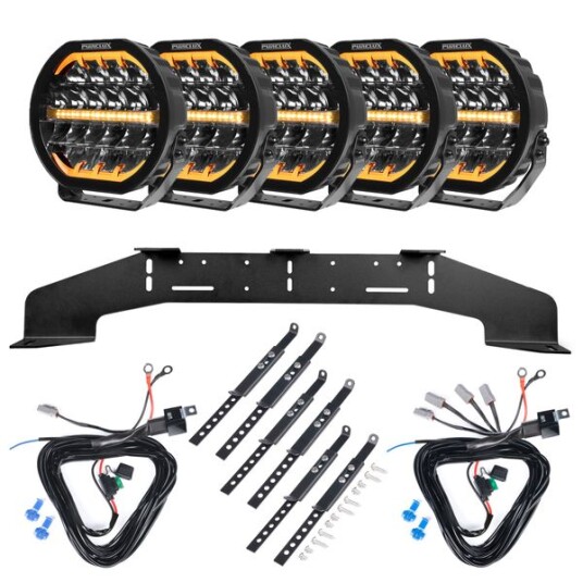 Ekstralys PURELUX Ranger 9 Rund / 23 cm / 160W 5 stk Komplett pakke WRC