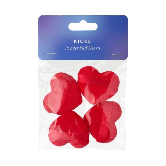 Powder Puff Hearts 4 pcs Red