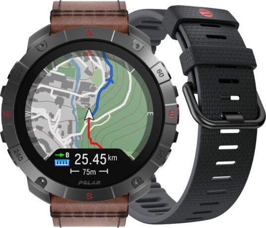 POLAR GRIT X2 PRO PREMIUM UTENDØRS SPORTSKLOKKE, TITAN SØLV/BRONSE LÆR M-L