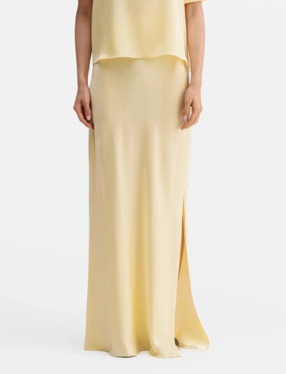 Ahlvar Gallery Hana Long Logo Satin Skirt Yellow XL