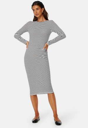 Pieces Joselynn LS Midi Dress Cloud Dancer Sripes: XL