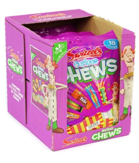12 stk Swizzels Curious Chews   Forskjellige Swizzels Karameller   Hel Eske 1,62 kg