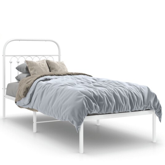  Sengeramme i metall med hodegavl hvit 75x190 cm 8721102645280