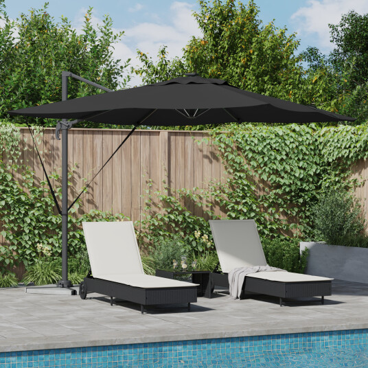  Cantilever Roma parasoll med LED lamper svart 286x285x270 cm Aluminium