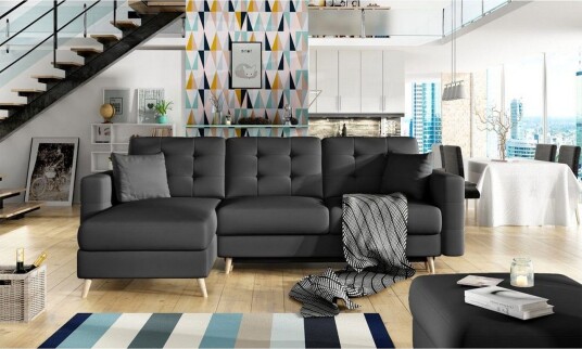 Seksjon Eltap Asgard L 248x93x162 cm Soft 11 Svart