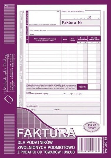 Michalczyk Michalczyk & Prokop Faktura For Skattefritatte Virksomheter A5 202 3E