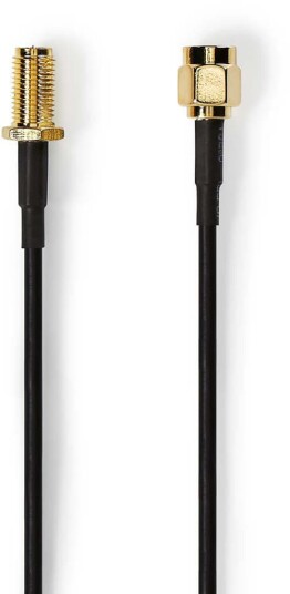 Nedis 2 m RP-SMA Antennekabel med Gullplokking - Svart Nedis 2 m RP-SMA Antennekabel med Gullplokking - Svart