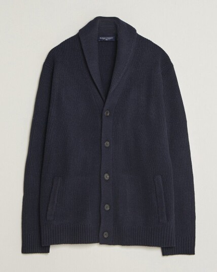 Charles Tyrwhitt Chunky Merino Shawl Neck Cardigan Navy