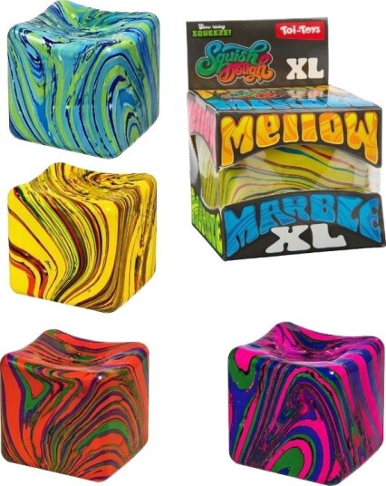 Squishdough Mellow Marble Xl Stor Og Elastisk Fidget-Kube 8cm
