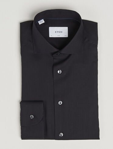 Eton Slim Fit Wrinkle Free Flannel Shirt Black