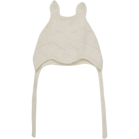 Huttelihut Off-White Bonnet Ears Alpaca Ull Strikk 74-80