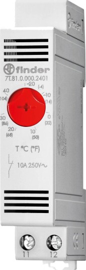 Finder Termostat 7T8100002303 10A, 0-60 °C, Med Sluttende Kontakt