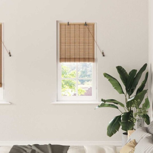 Rullegardin med gardiner Lys Brun 60 x 220 cm Bambus