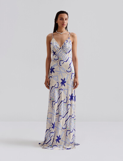 Malina Cornelia Slip Maxi Dress - White - 42