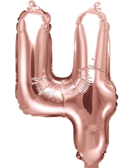Tallet 4 Rose Gullfarget JUMBO Folieballong 86 cm