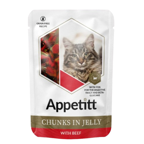 Appetitt Jellied Beef Våtfôr til Katter 12x85g