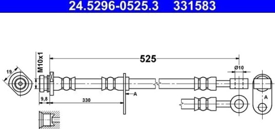 ATE 24.5296 0525.3 Bremseslange