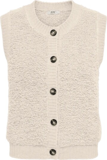 JDY Jdyeira Life S/L On Button Vest Knt Noos   Cream   L