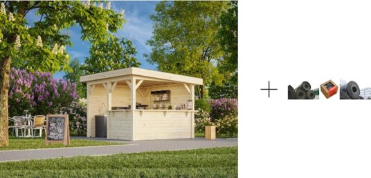Paviljong Palmako Lenna 8,3 m2 Set 303 med Papp Spiker og SBS Takbelegg