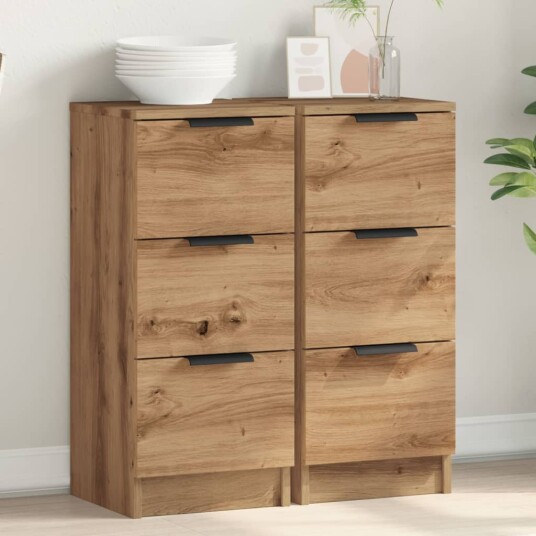 Skjenker 2 stk artisan eik 30x30x70 cm konstruert tre 8721158442673