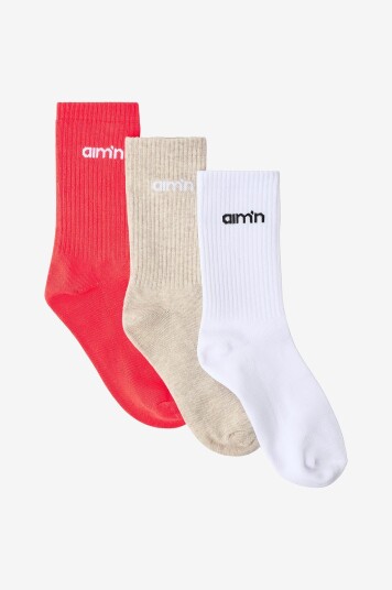 Aim'n Sokker Aim'n Logo Socks 3 pakning Hvit