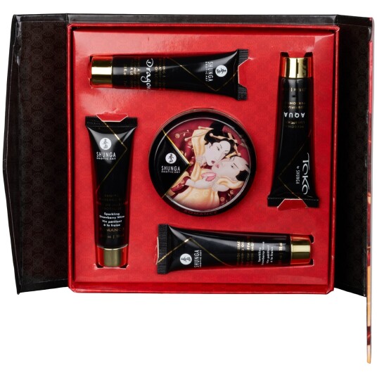 Shunga Geisha's Secrets Collection Sparkling Strawberry Wine Intimate Massasjesett   - Forskjellige farger