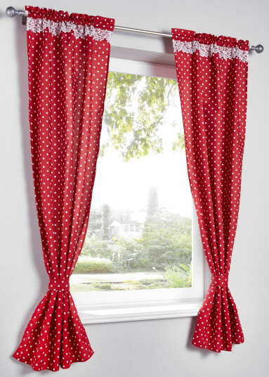 bonprix Gardin med trykk og tie-backs (2-pack) 1 (H/B: 125/70 cm),2 (H/B: 145/70 cm),3 (H/B: 160/70 cm) rød