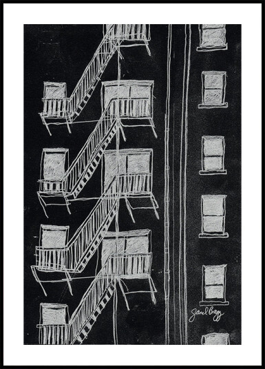 Fire Escape Negative Image Plakat Plakat / 40x50cm