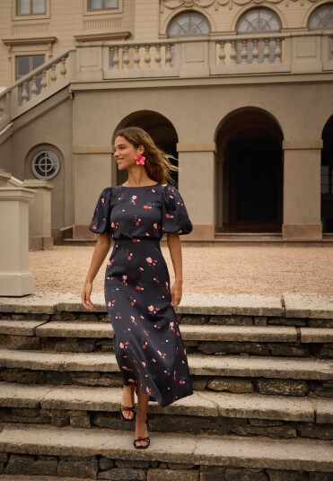 Bubbleroom Occasion Puff Sleeve Ankle Dress